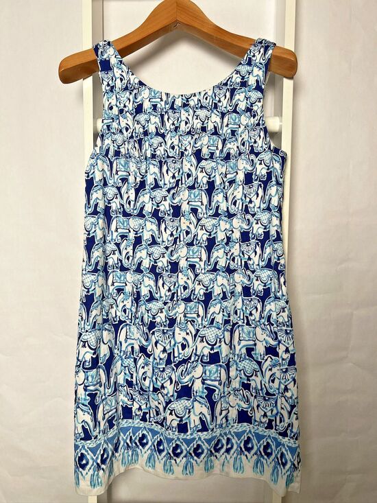 Lilly Pulitzer Dresses & Skirts - Lilly Pulitzer Cathy Shift Dress Get Trunky Bomber Blue Elephant Print Size 6
